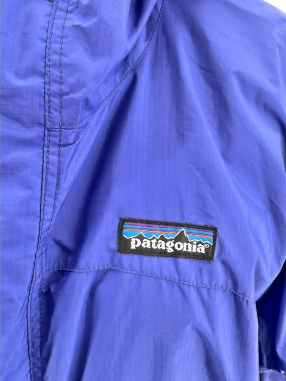PATAGONIA Spellcell Full Zip Hooded Windbreaker Jacket 90s Vtg Blue M - Picture 3 of 16